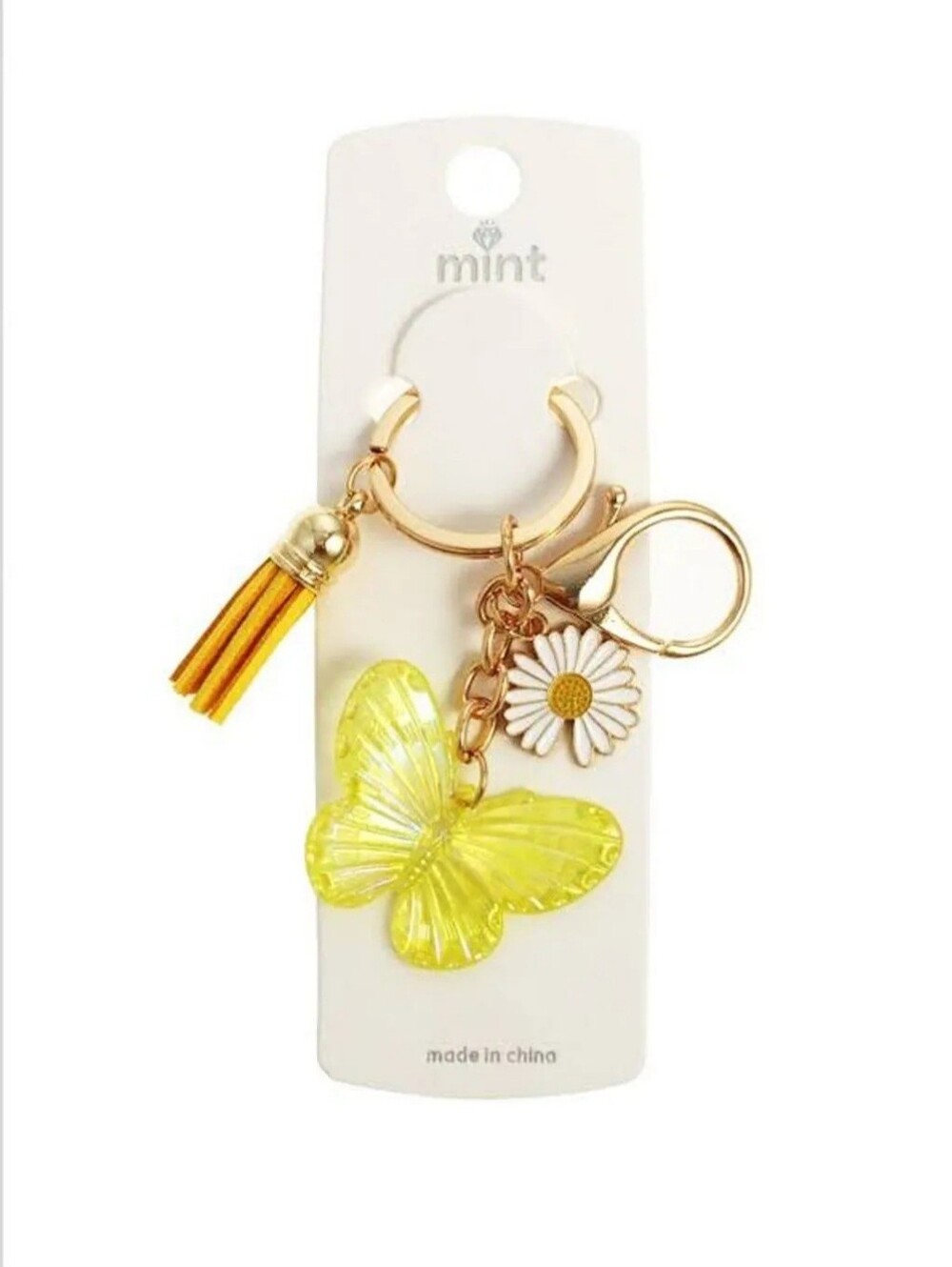 Mint Butterfly & Daisy Bag Charm Keyring - Choice Of 1 Color